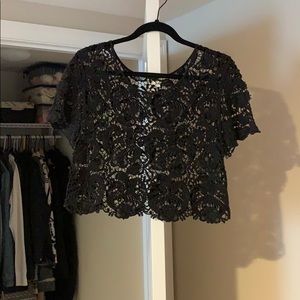 Express Sheer Lacey Crop Top